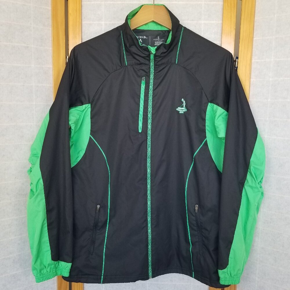 Pinehurst Golf Windbreaker Jacket Size Wms Large Black Green Antigua Light